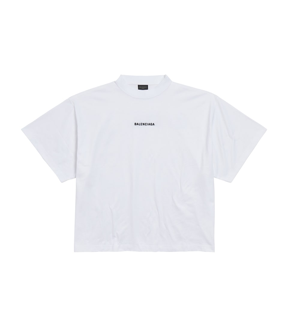 Balenciaga Womens Logo Cropped T-Shirt