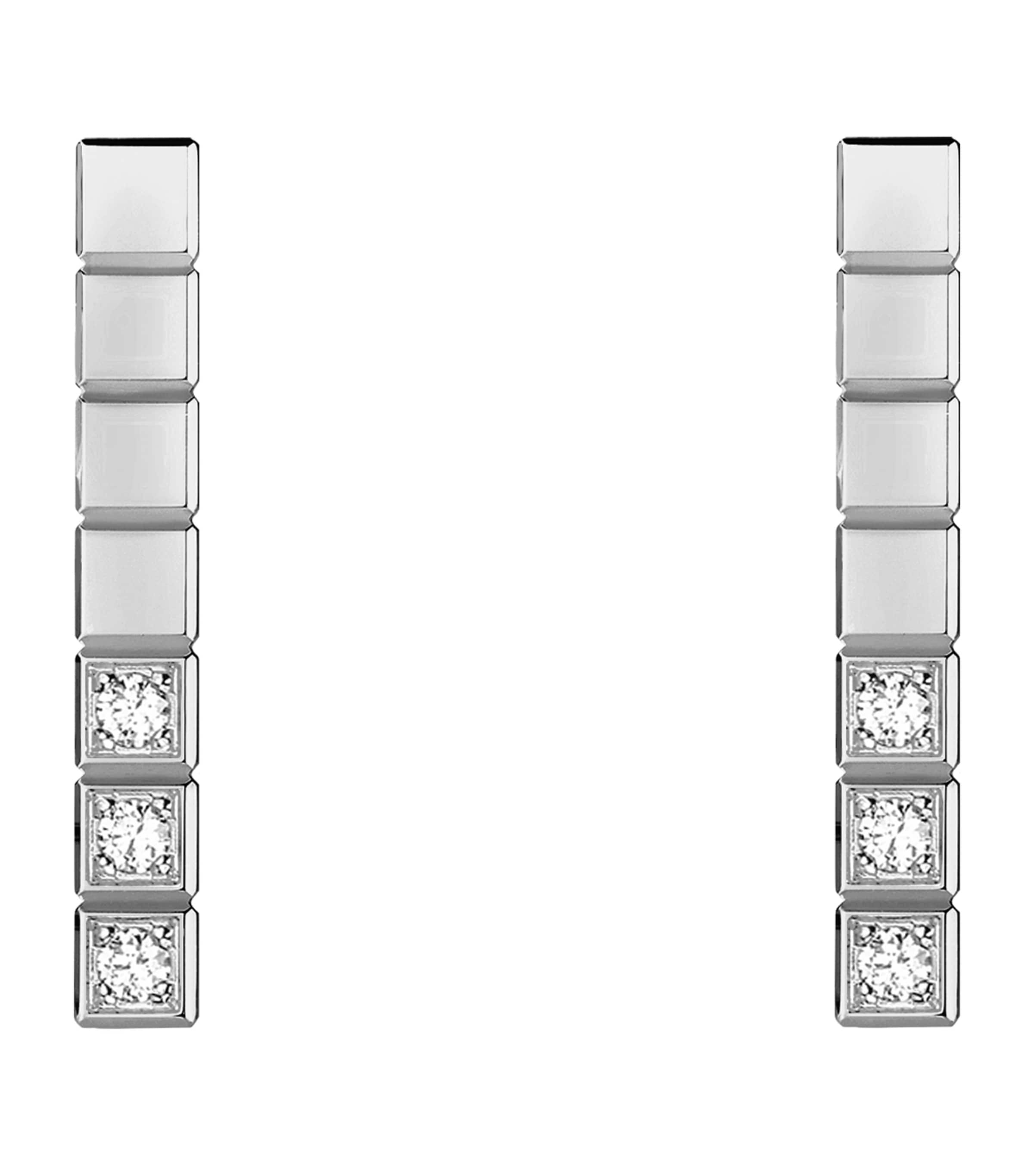 White Gold and Diamond Ice Cube Earrings