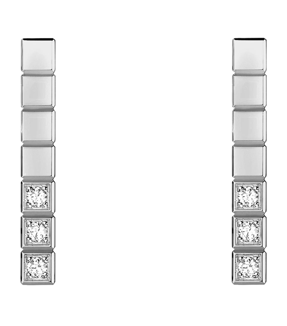 White Gold and Diamond Ice Cube Earrings