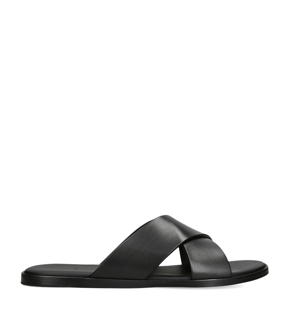 Magnanni Leather Cross Sandals Black