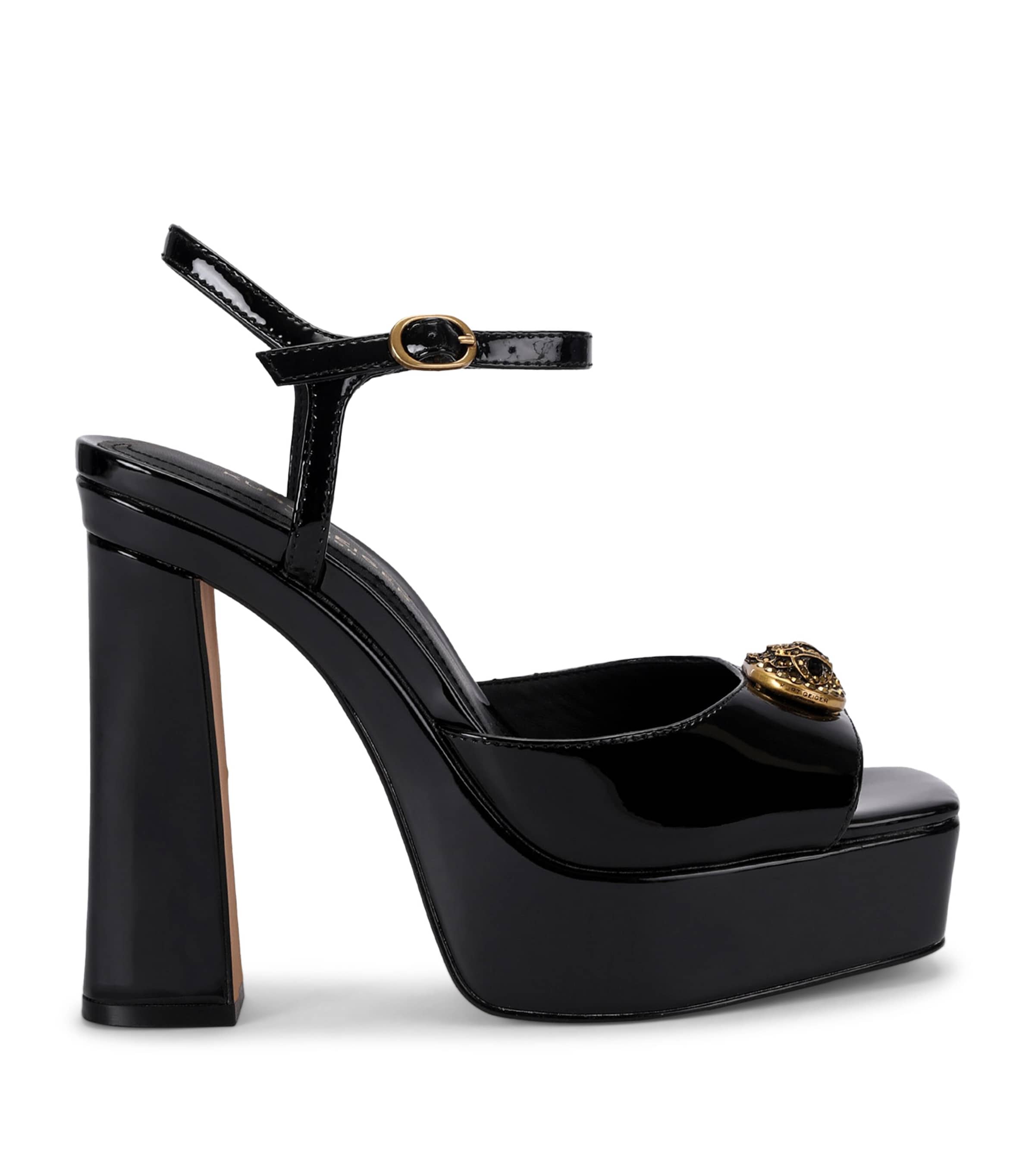 Kurt Geiger London Patent Chelsea Platform Heels 130 Black