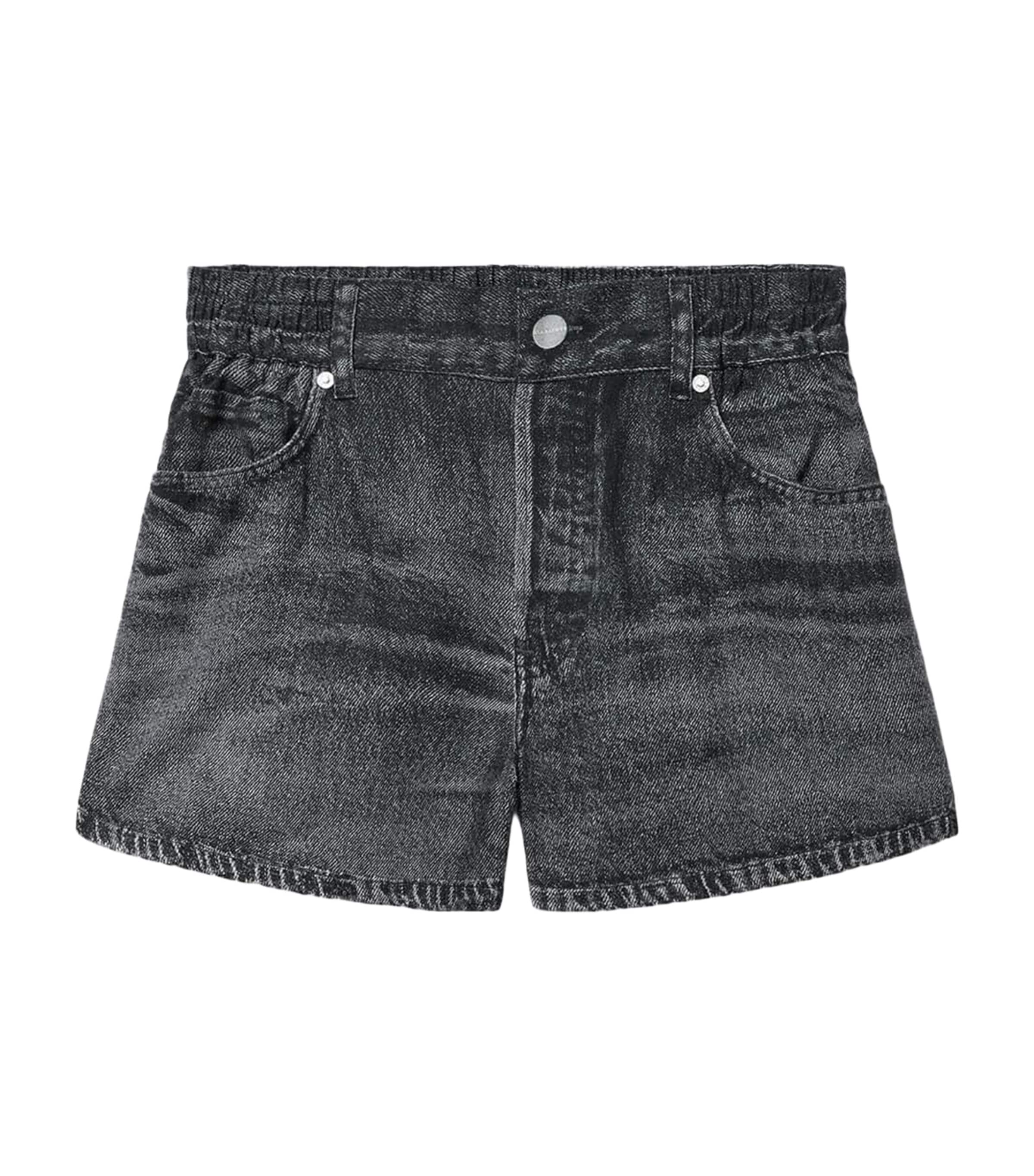 AllSaints Womens Denim Illusion Print Tyler Shorts Illusion Black