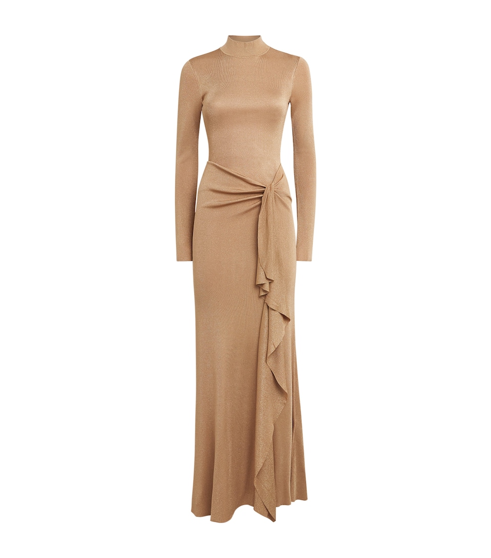 Roland Mouret Womens Lurex Draped Gown Gold