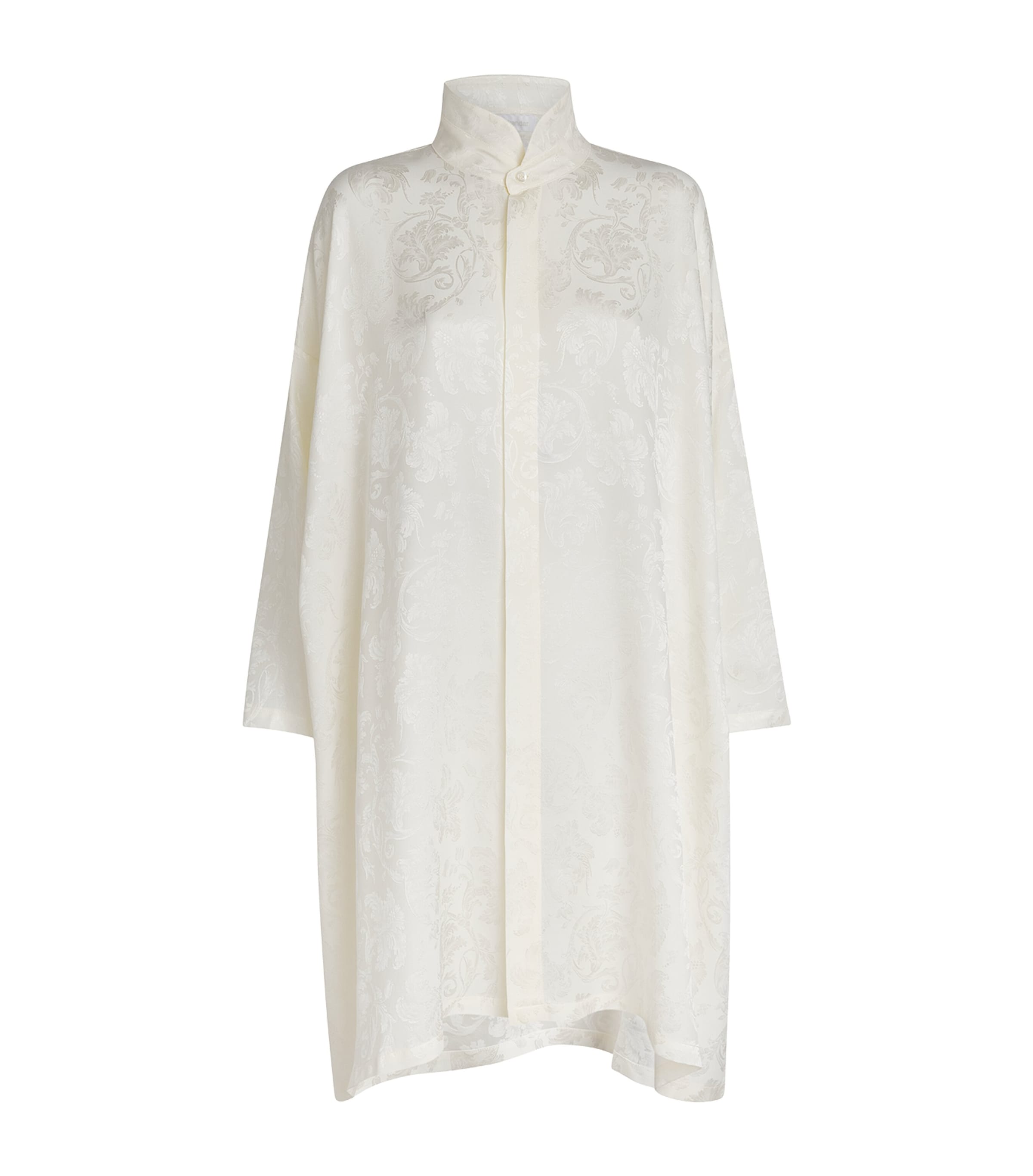 Eskandar Womens Silk Double-Stand Collar Shirt Ivory