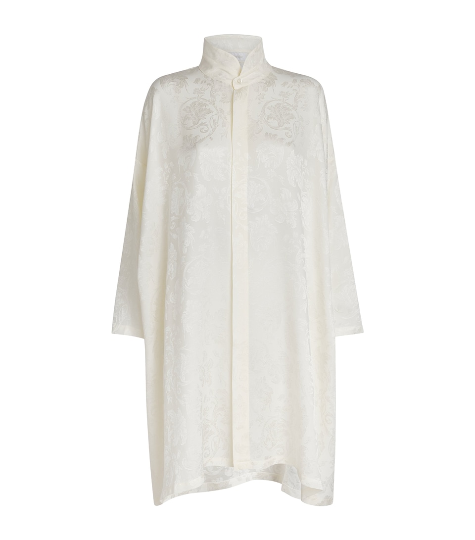 Eskandar Womens Silk Double-Stand Collar Shirt Ivory