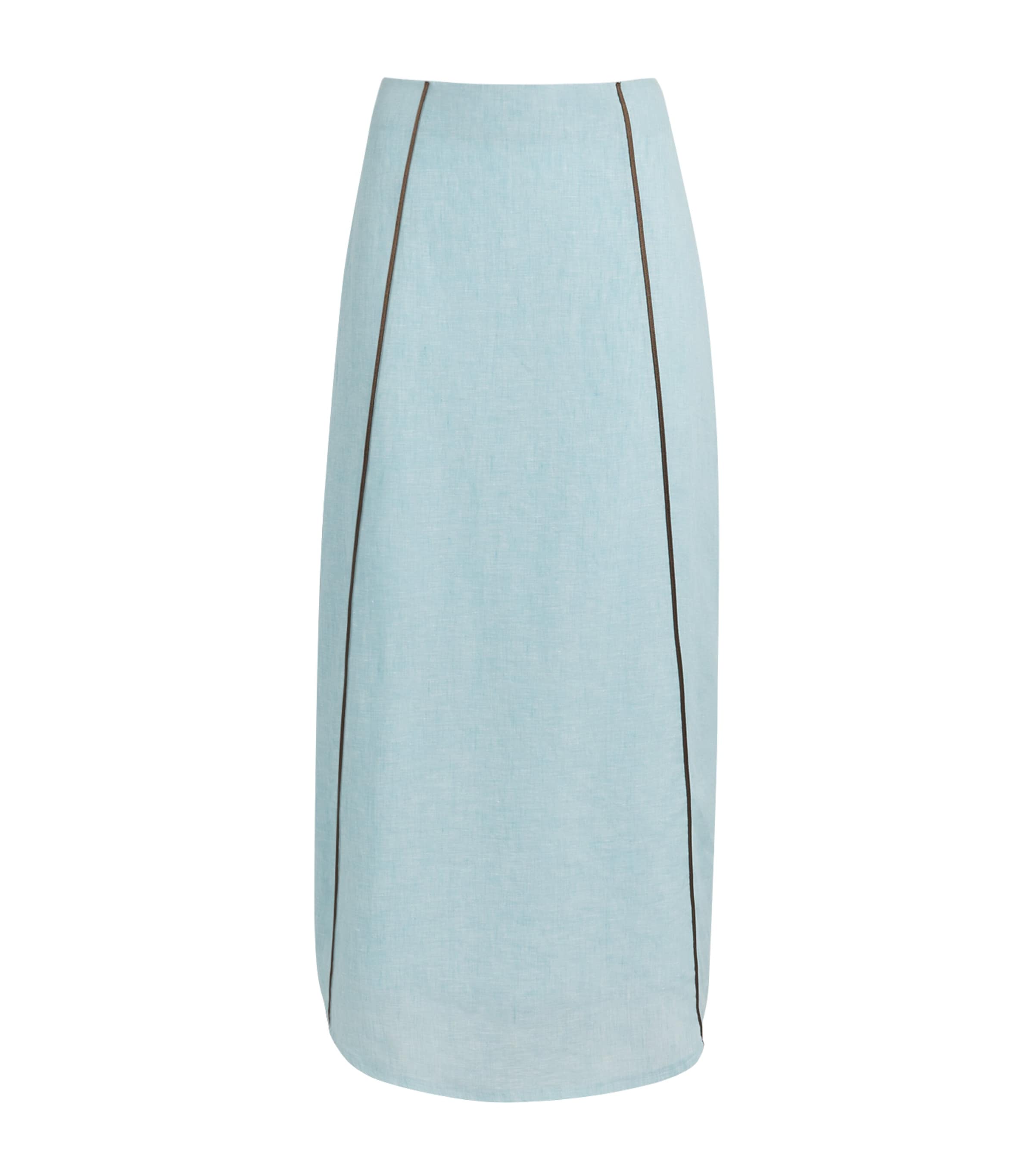 LUG VON SIGA Womens Linen Mila Midi Skirt Turquoise