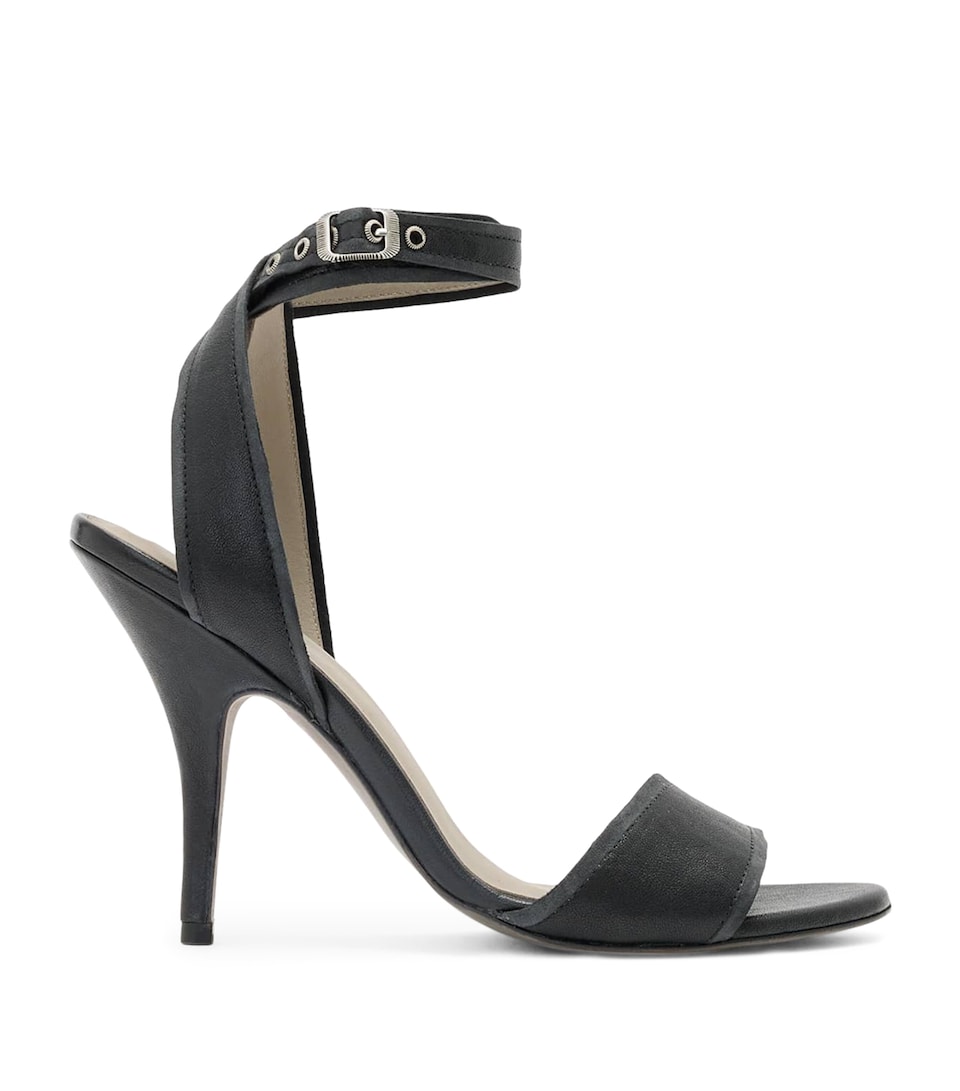 AllSaints Leather Vera Heeled Sandals Black