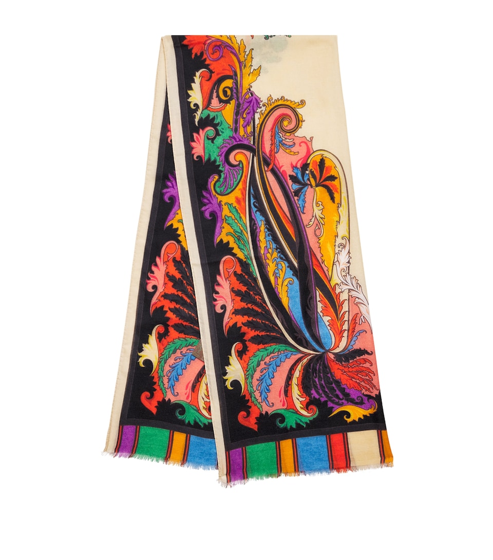 Wool-Cashmere-Silk Printed Scarf