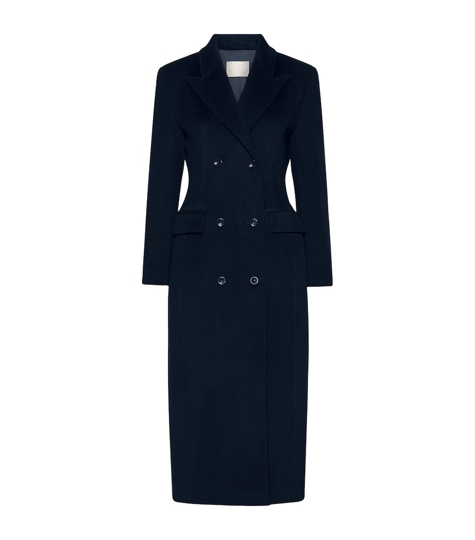 Marella Womens Wool Double-Breasted Coat Navy