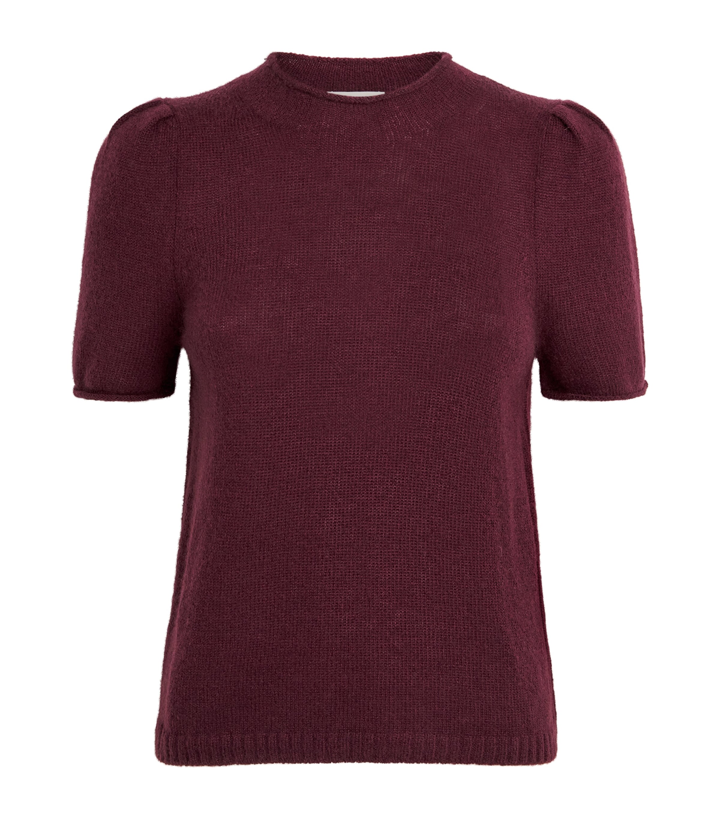 ME+EM Womens Merino-Cashmere-Silk Knit T-Shirt Merlot Red
