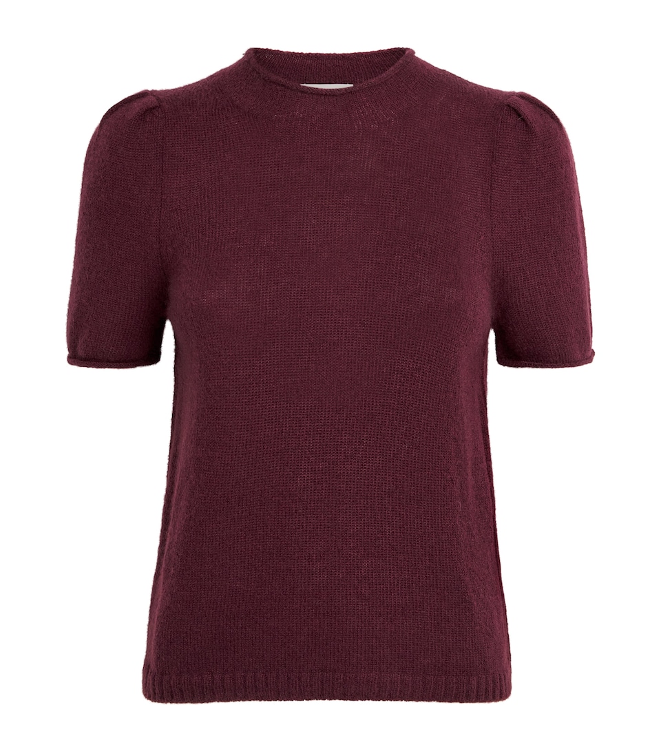 ME+EM Womens Merino-Cashmere-Silk Knit T-Shirt Merlot Red