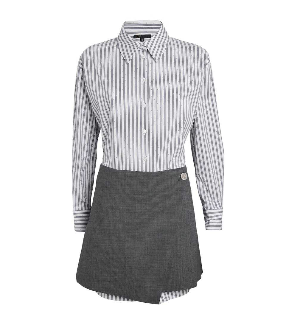 Stripe Shirt-Skirt Hybrid Mini Dress