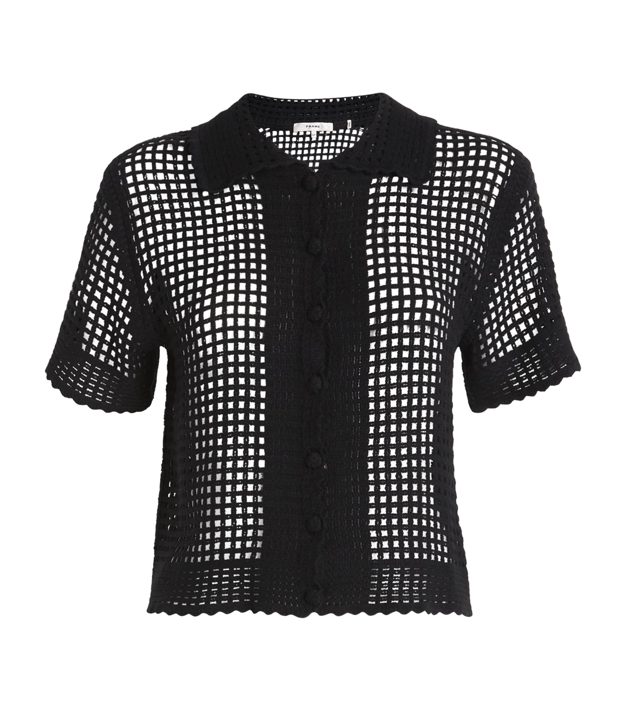 FRAME Womens Cotton The Crochet Shirt Black