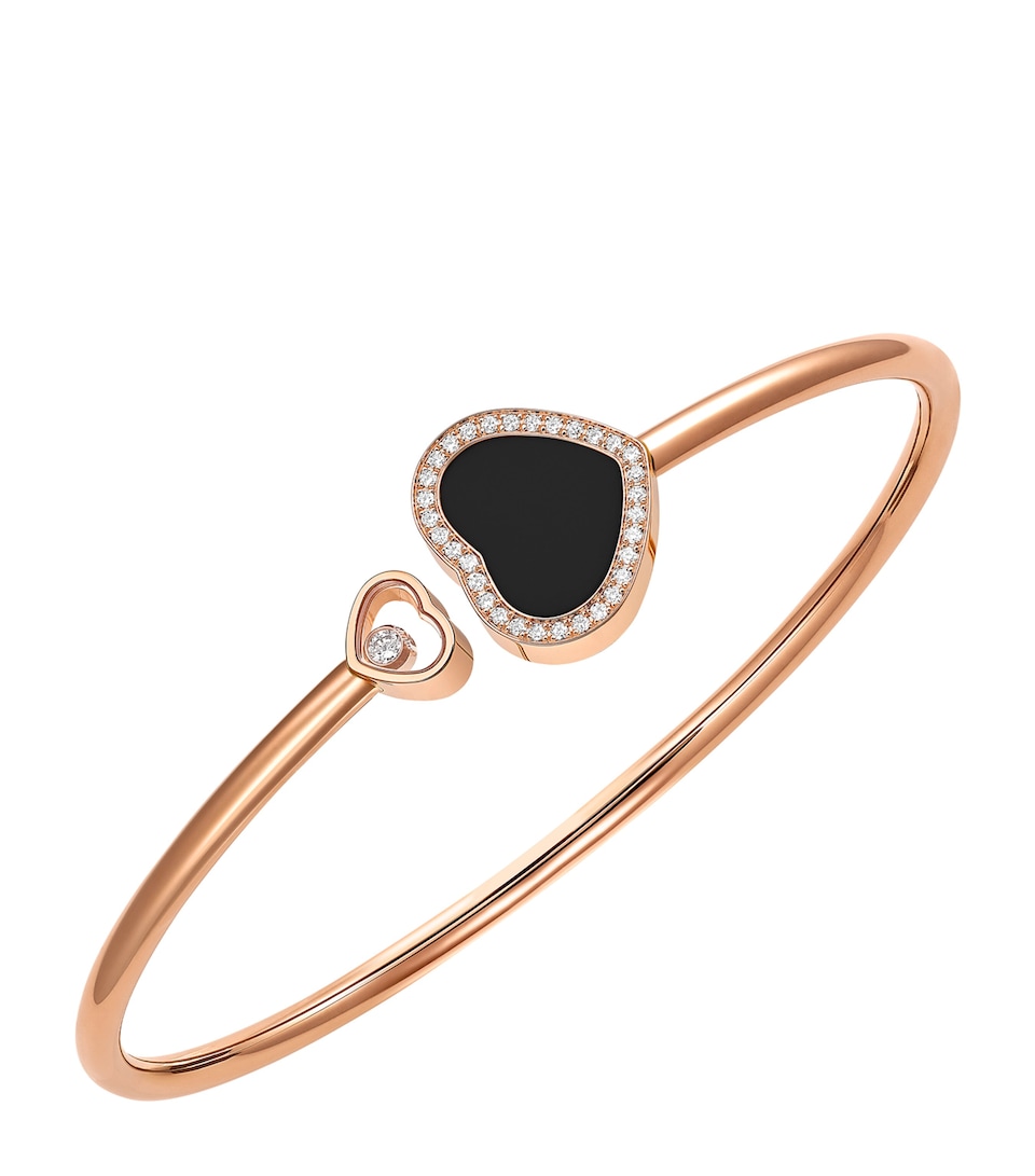 Chopard Rose Gold, Diamond and Onyx Happy Diamonds Bangle Rose Gold