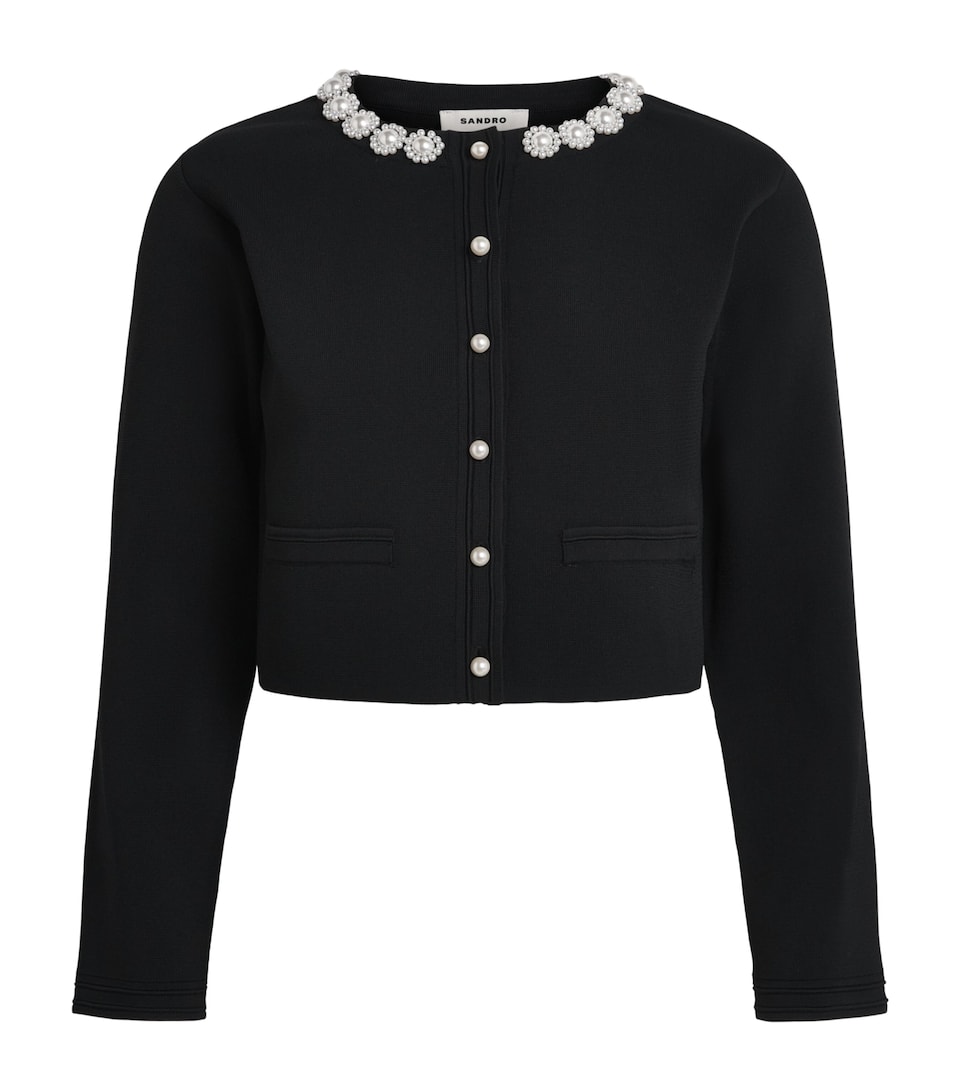 Sandro Paris Womens Embellished Cardigan Black