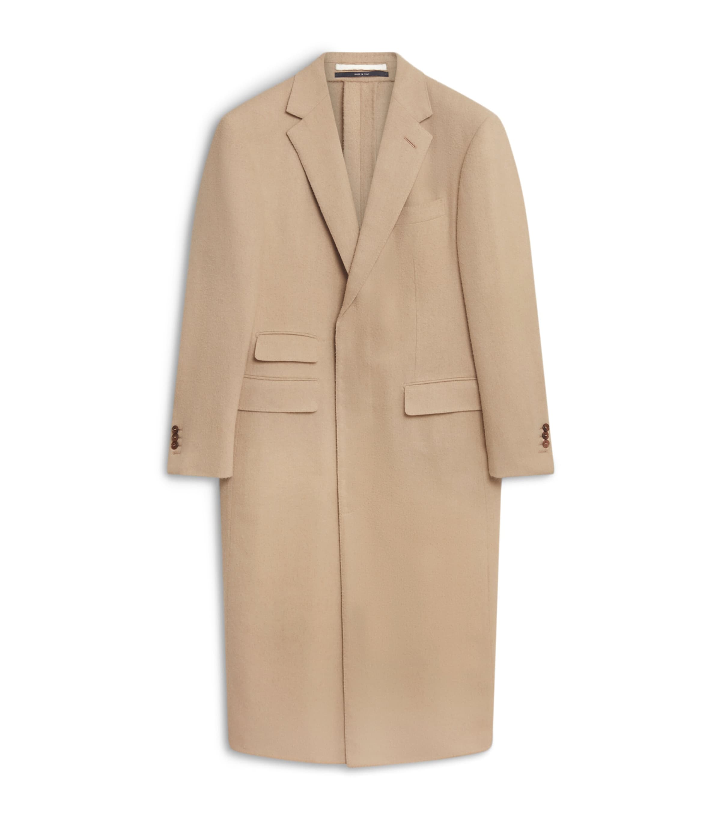 Camel Single-Breasted Overcoat