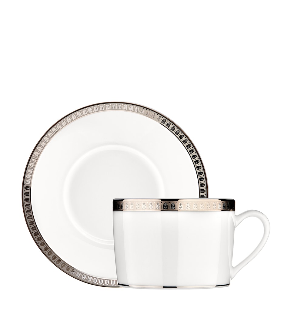 Christofle Malmaison Platinum Tea Cup and Saucer Silver