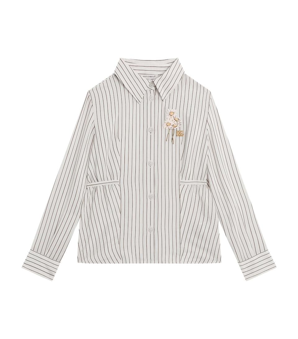 Cotton-Silk Embroidered Pinstripe Shirt (8-12 Years)