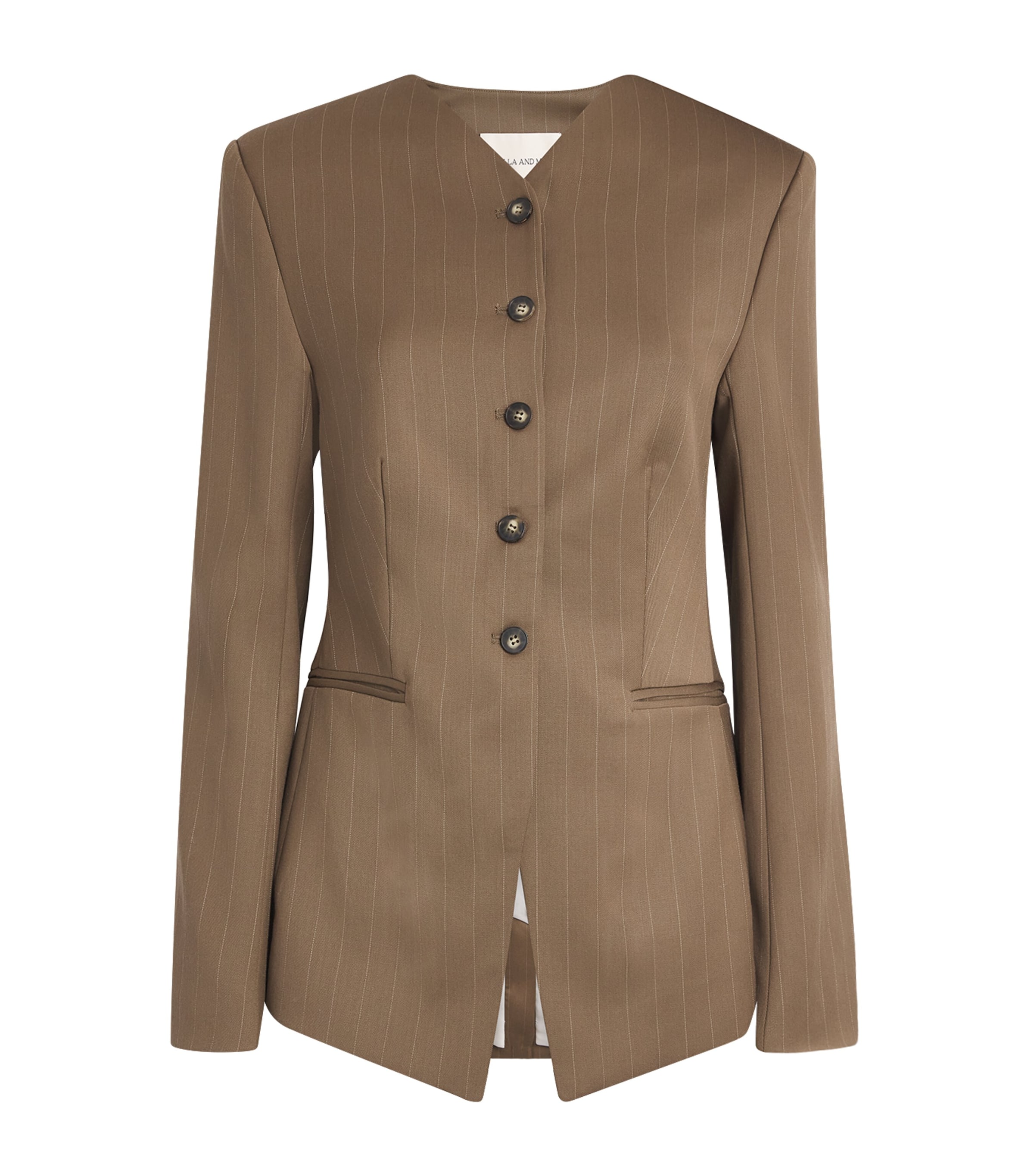 CAMILLA AND MARC Womens Wool-Bend Collarless Blazer Cinnamon