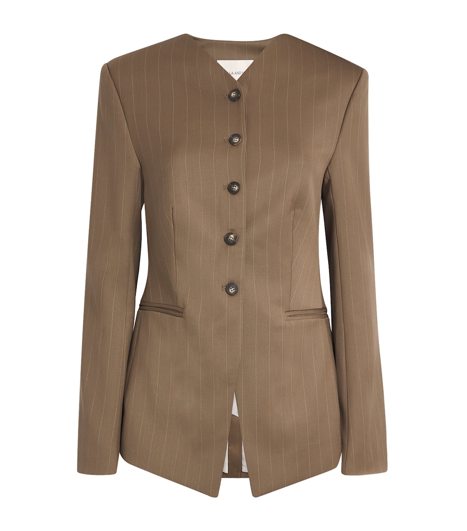 CAMILLA AND MARC Womens Wool-Bend Collarless Blazer Cinnamon