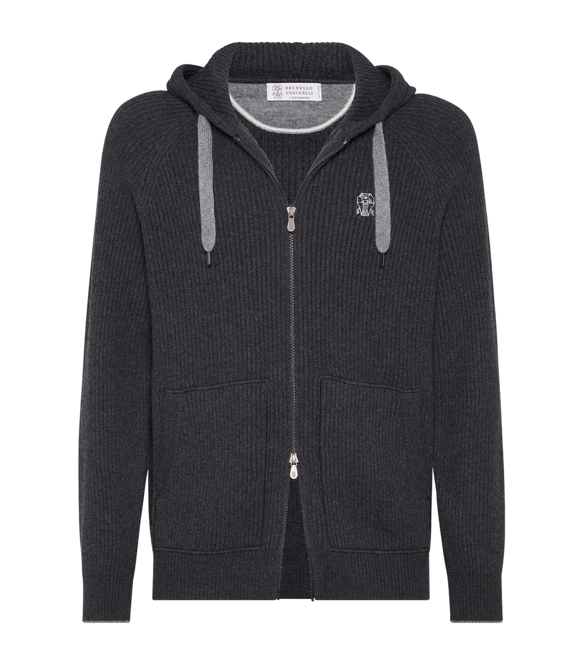 Cashmere Logo Zip-Up Hoodie