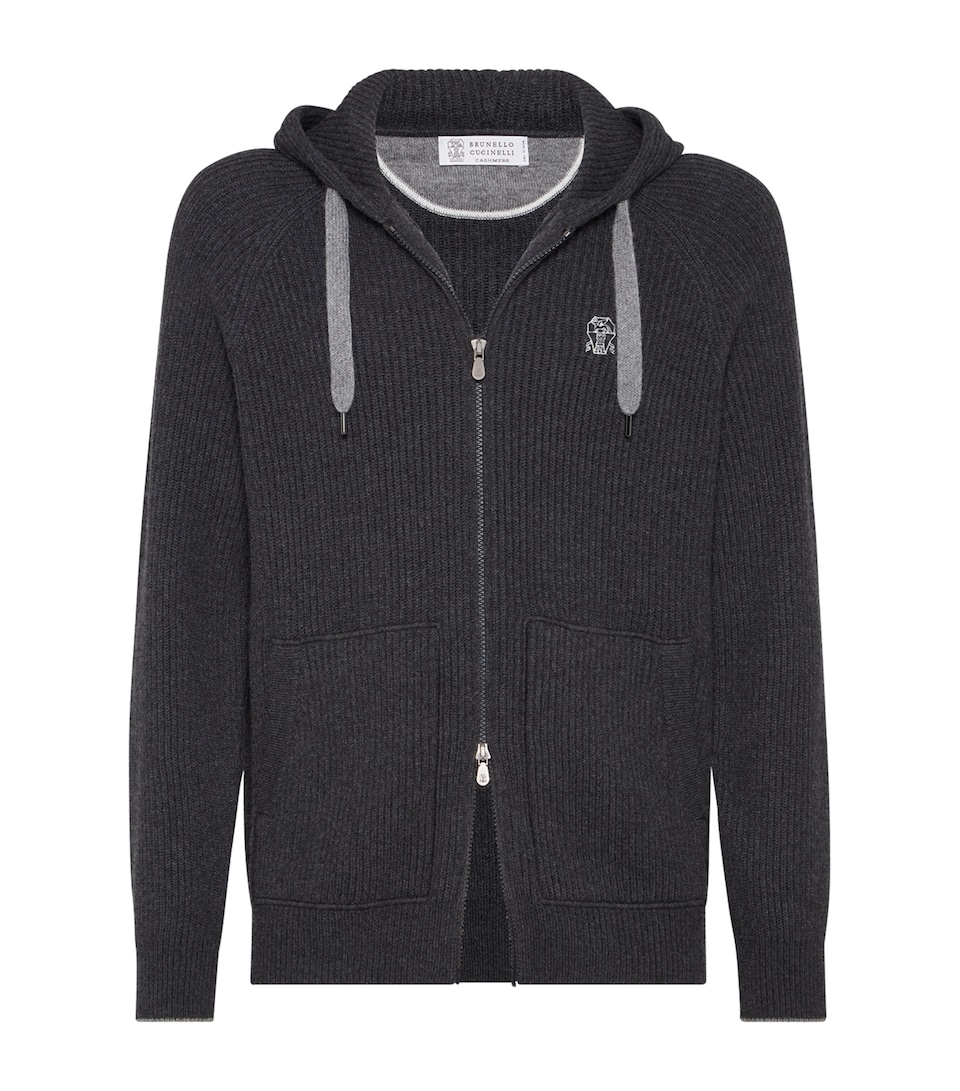 Cashmere Logo Zip-Up Hoodie