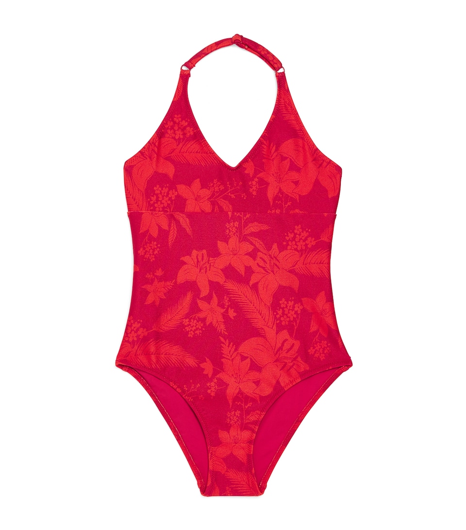 Vilebrequin Kids Halterneck Tropical Floral Swimsuit (2-14 Years) Lipstick