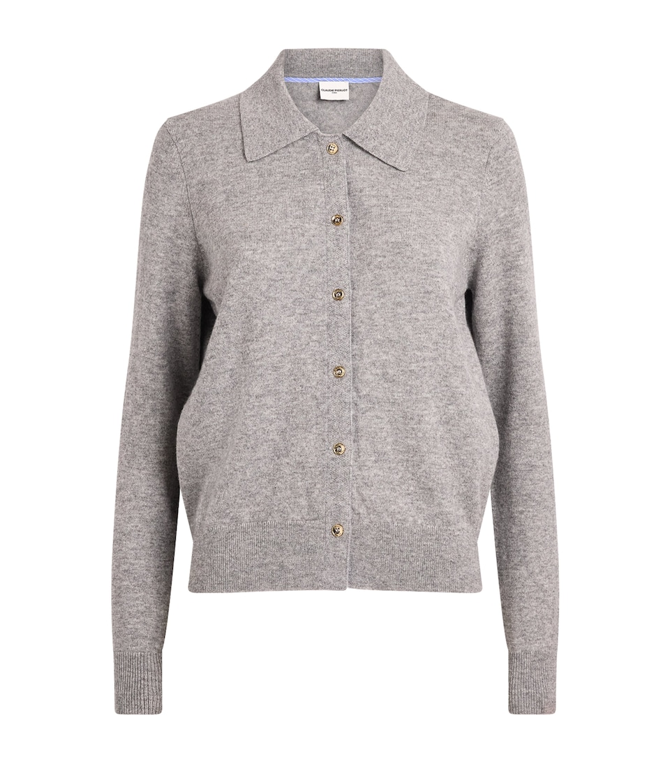 Claudie Pierlot Womens Wool Cardigan Mottled Grey