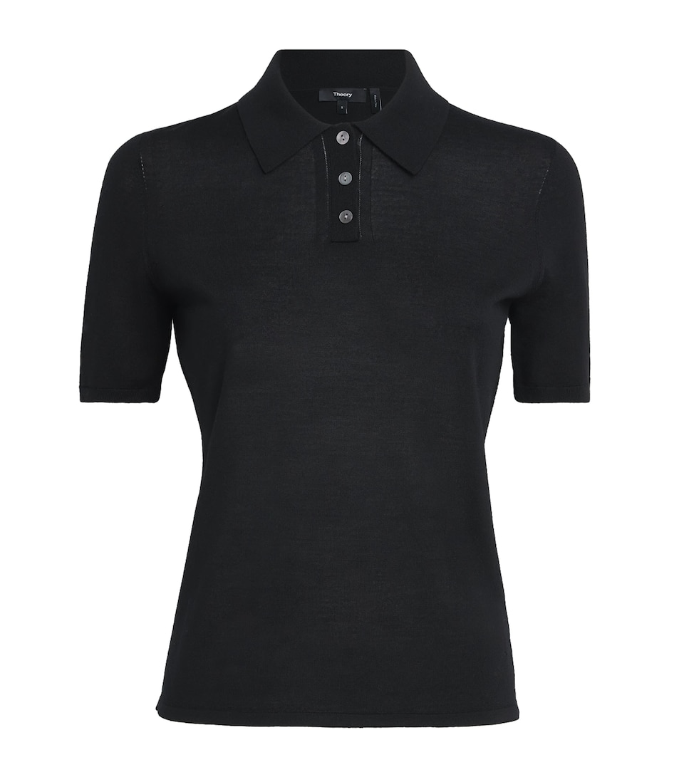 Merino Wool Pointelle Polo Shirt
