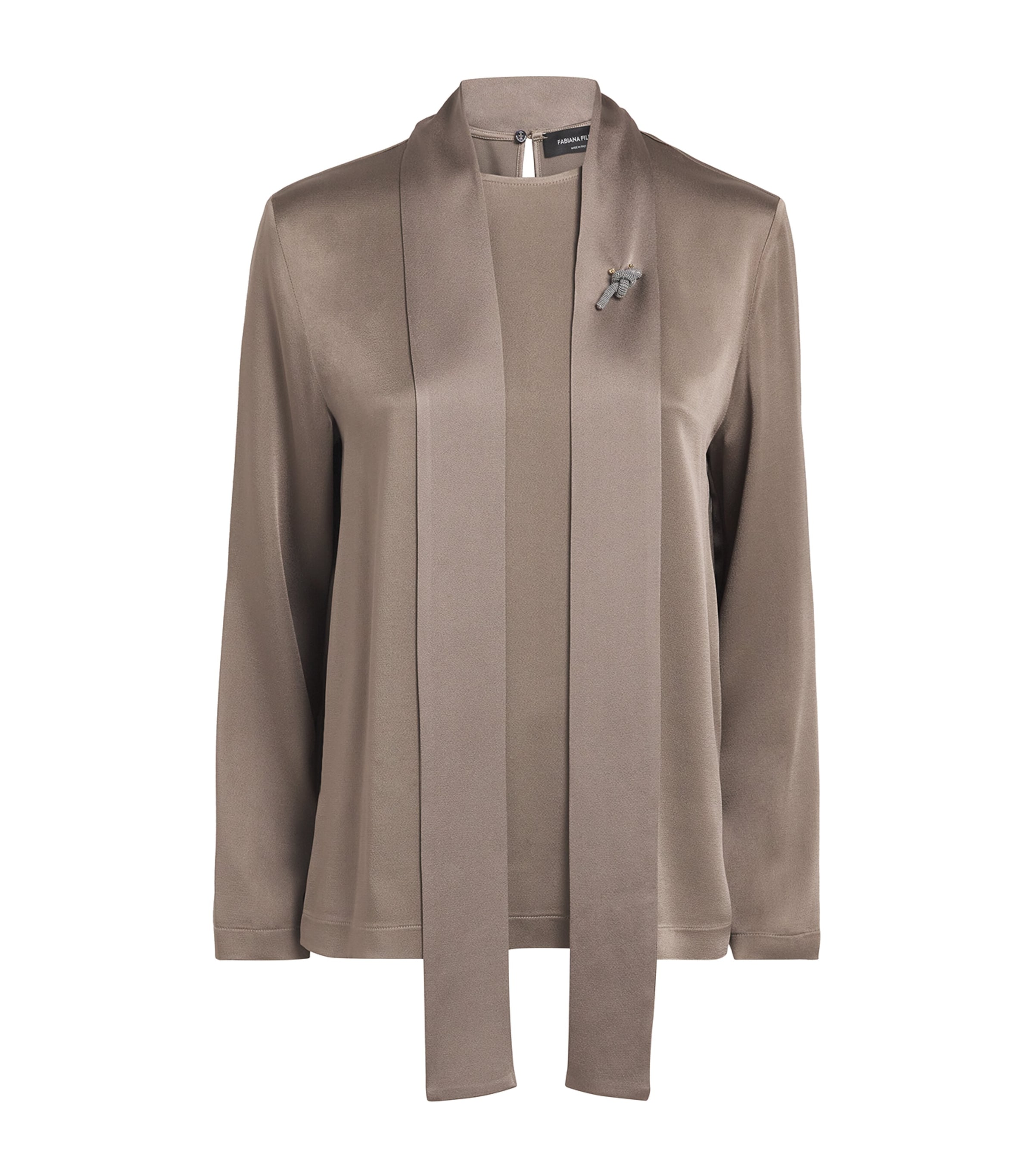 Fabiana Filippi Womens Satin Asymmetric Ruched Blouse Falco