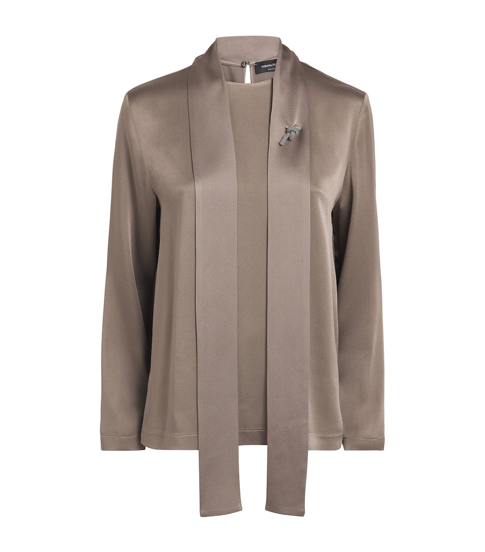 Fabiana Filippi Womens Satin Asymmetric Ruched Blouse Falco