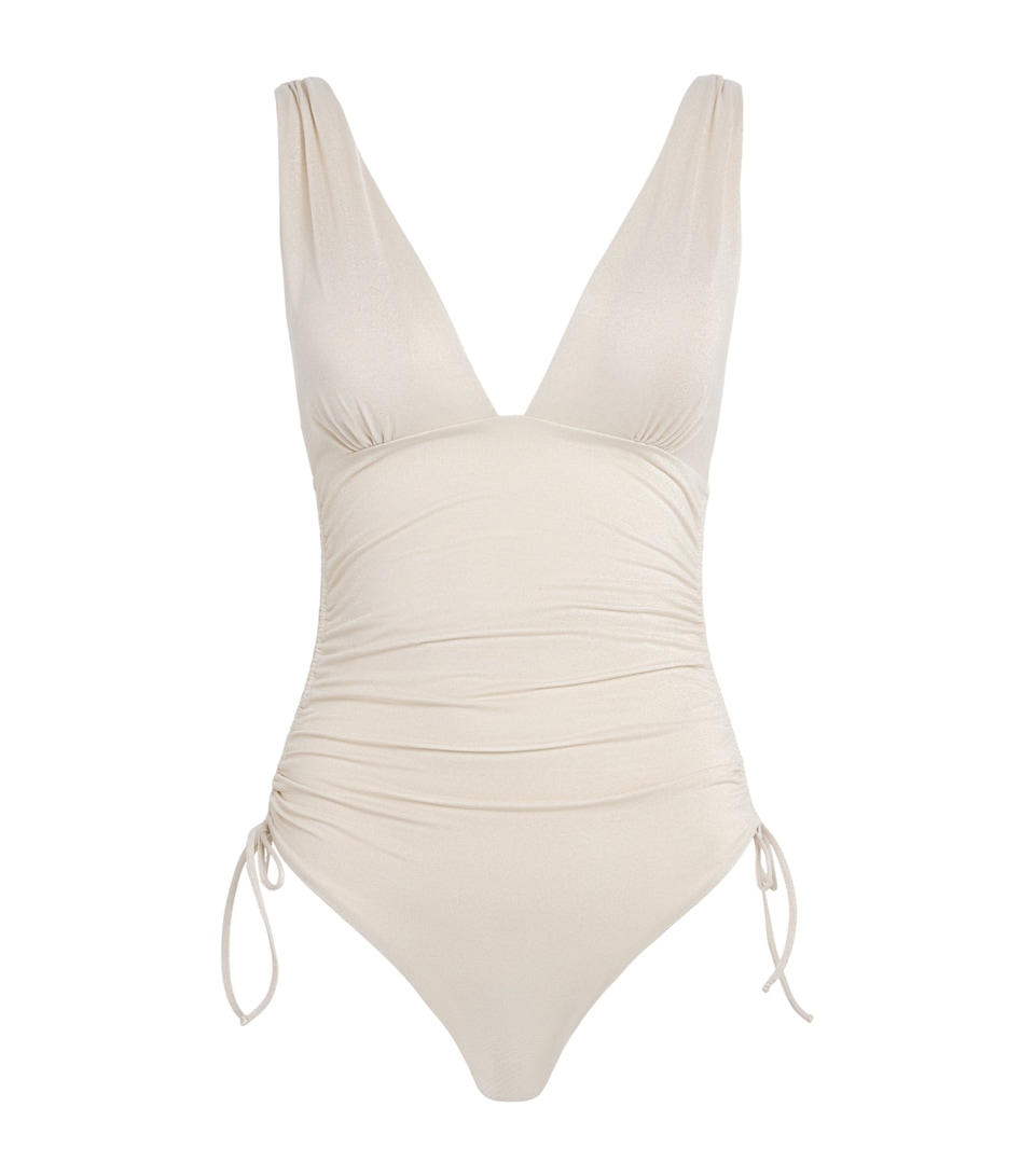 Melissa Odabash Womens Metallic Chile Swimsuit Champagne