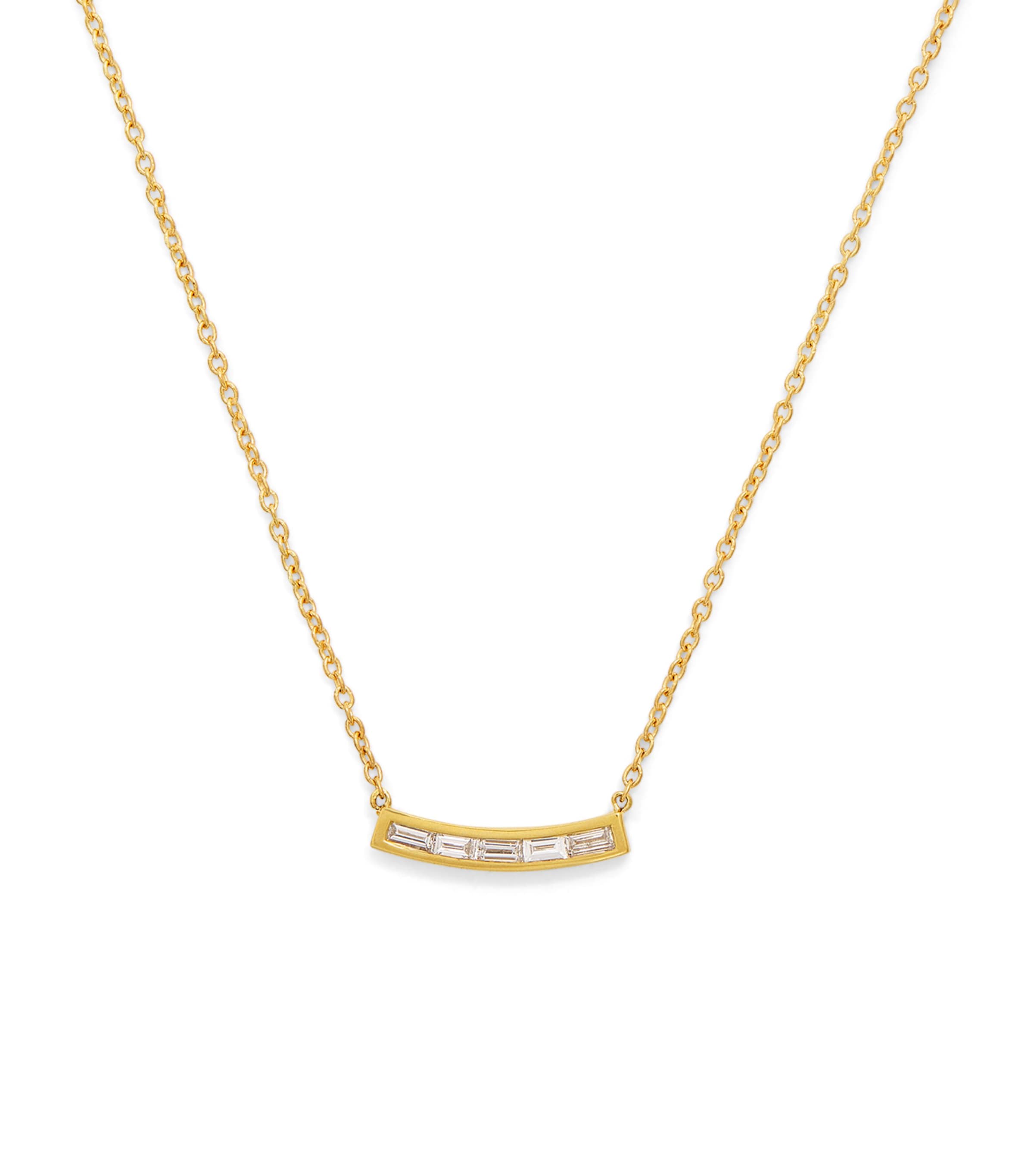 Yellow Gold and Baguette Diamond Necklace