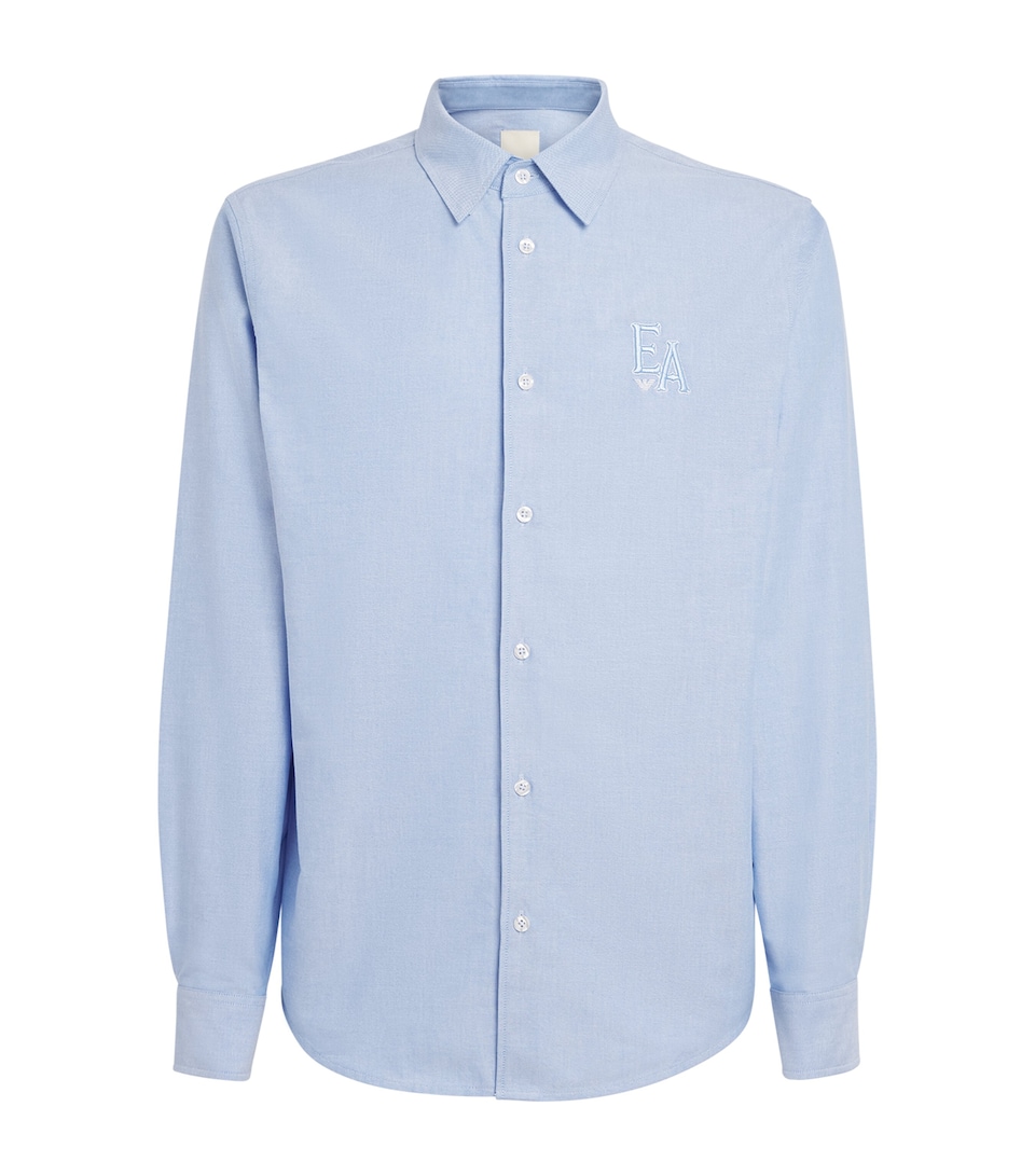Emporio Armani Mens Cotton Logo Button-Up Shirt