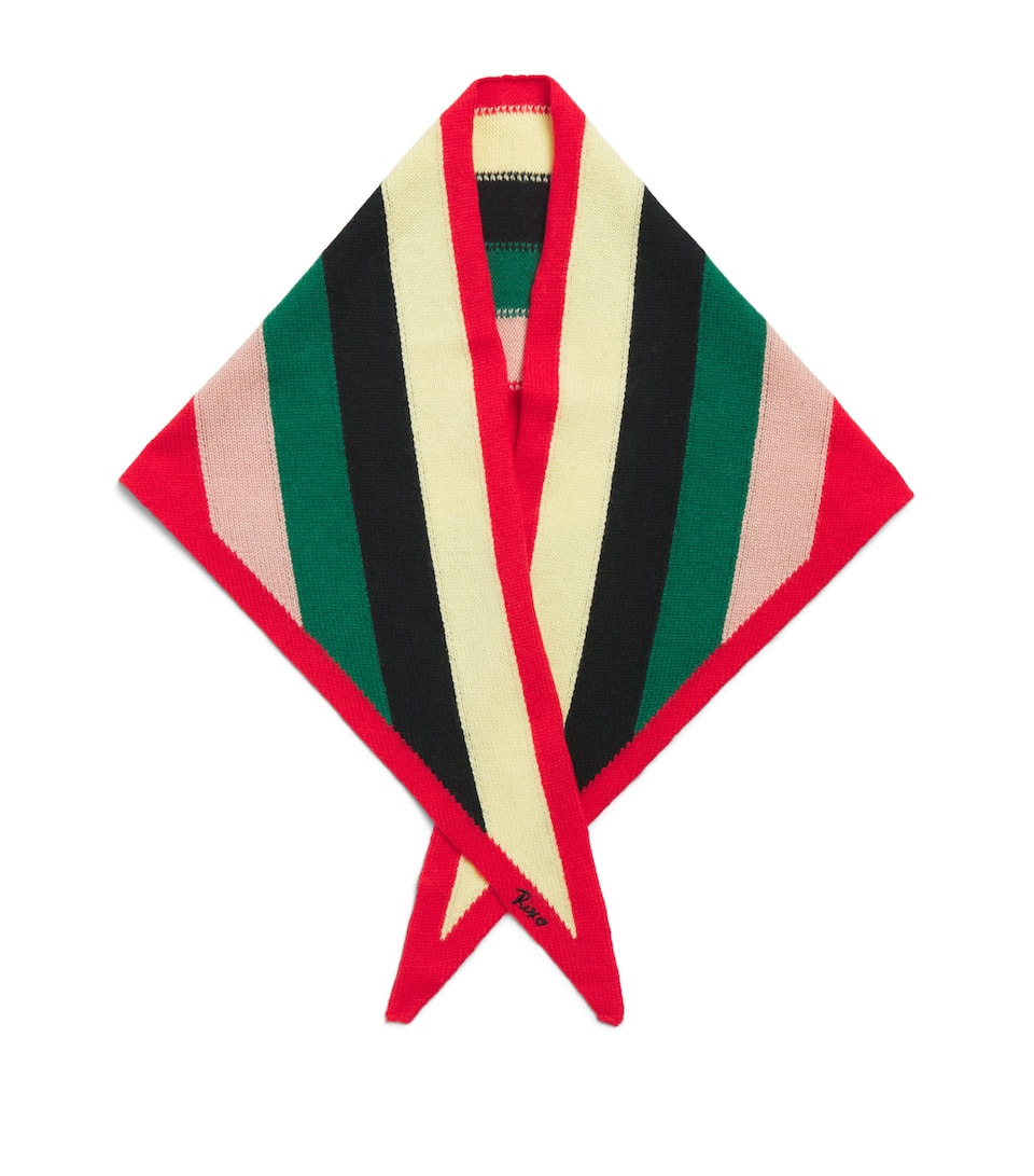 Rixo Wool-Cashmere Stripe Triangle Scarf Layla Dot Brown