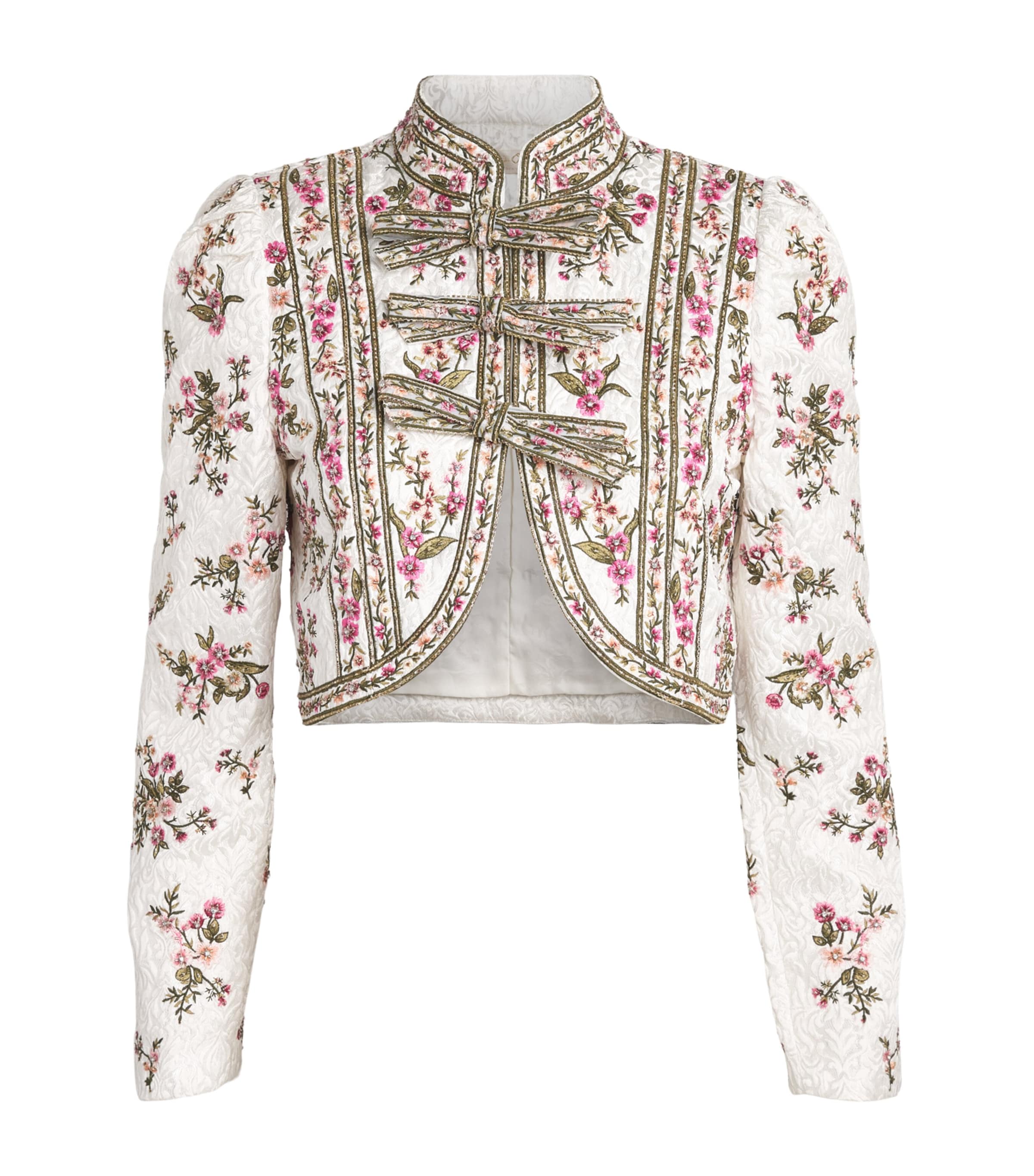 Alice+Olivia Womens Embellished Ilaria Brocade Jacket Off White/multi