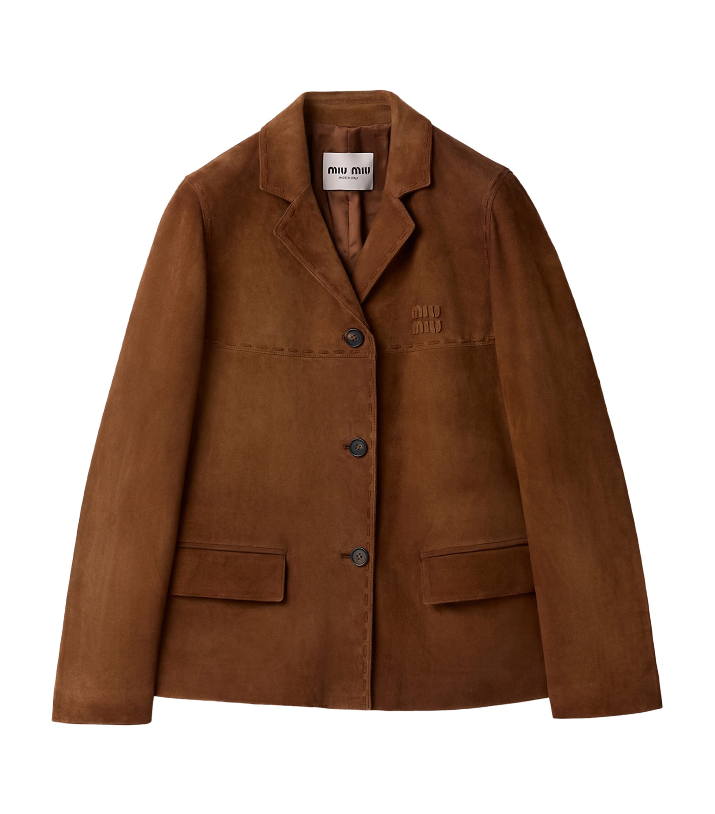 Miu Miu Womens Suede Jacket Brown