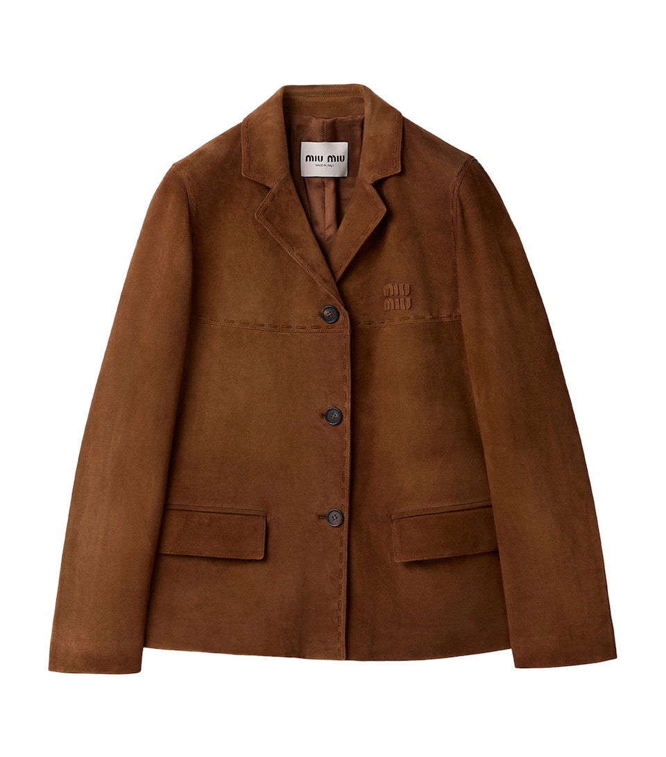 Miu Miu Womens Suede Jacket Brown
