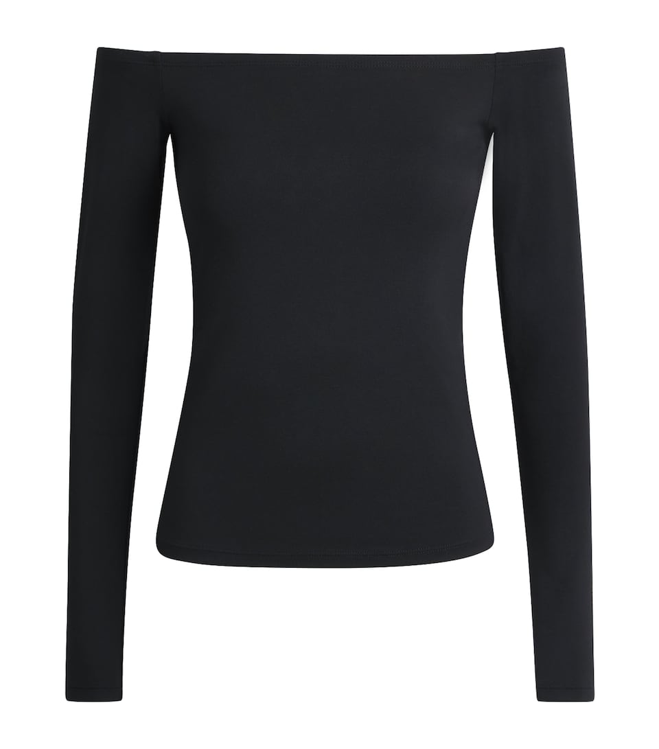 Skims Womens Smooth Layers Off-The-Shoulder Top Obsidian
