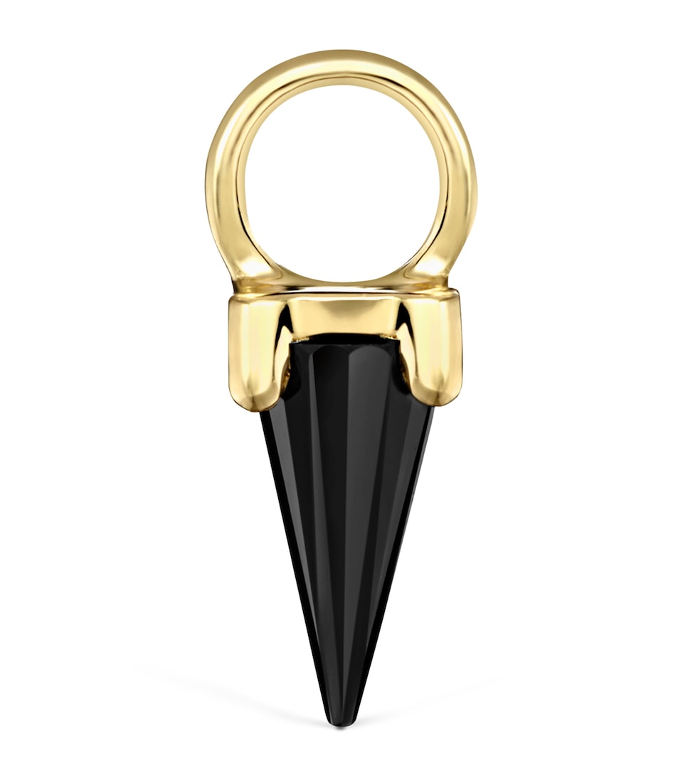 Yellow Gold Black Moissanite Spike Charm (4mm)