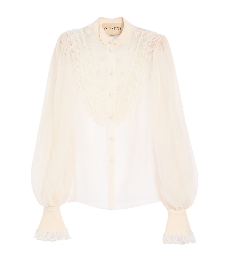 Valentino Womens Silk Embroidered Shirt