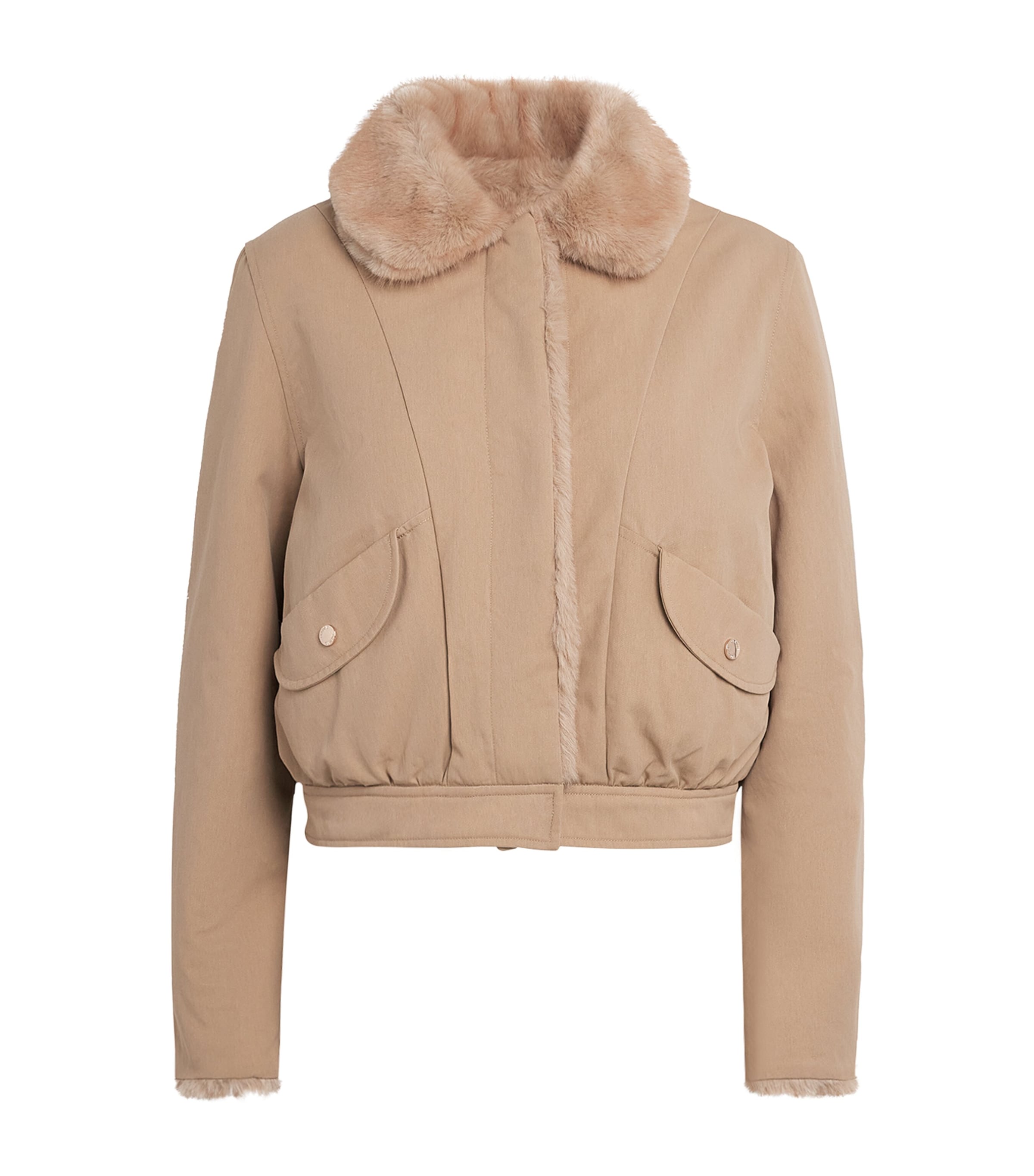 Claudie Pierlot Womens Faux Shearling Reversible Parka Beige