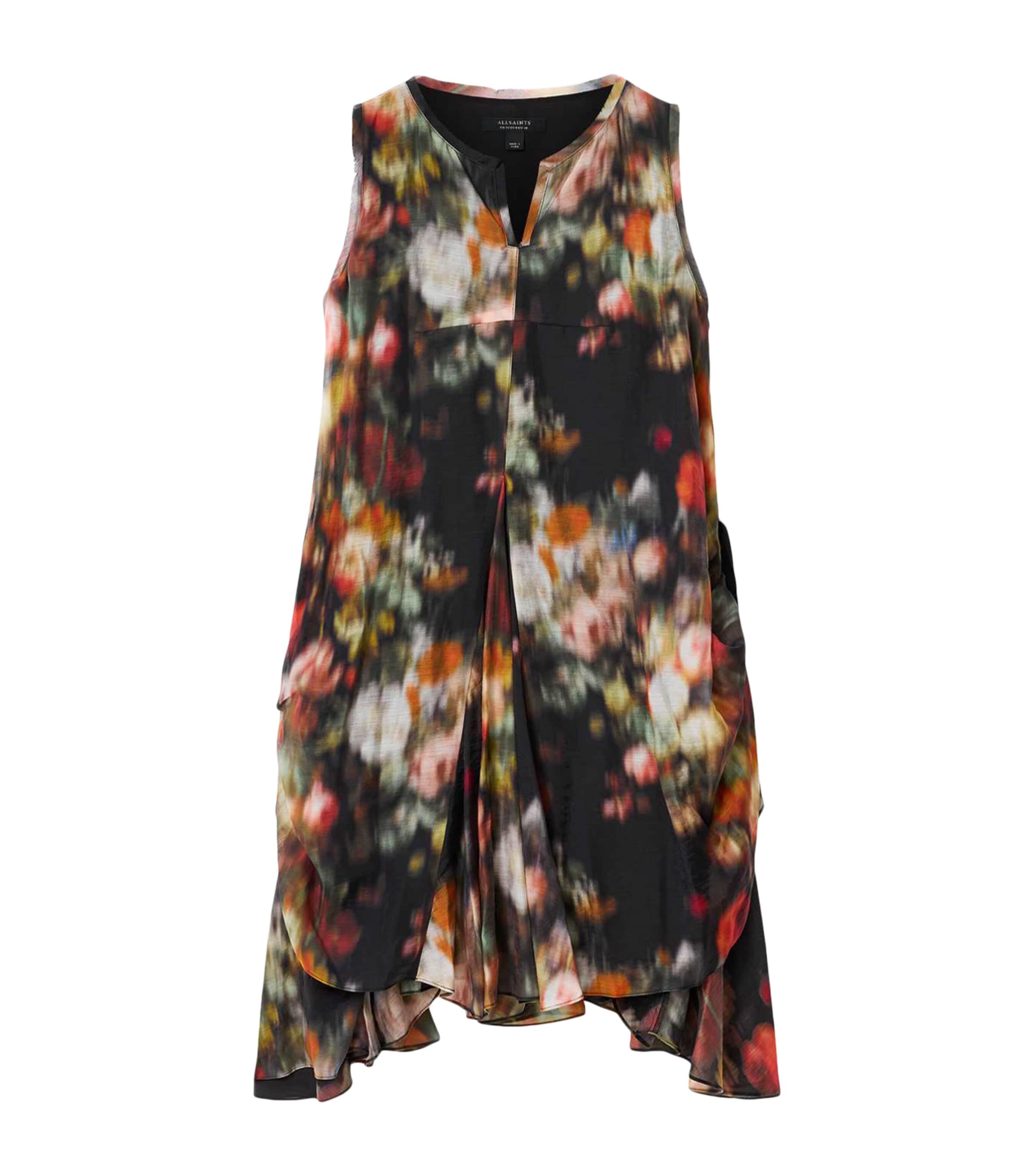 AllSaints Womens Cotton Floral Sybil Mini Dress Hazed Black