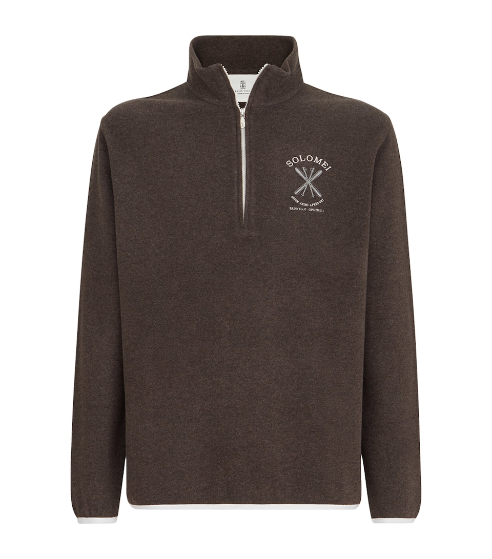 Brunello Cucinelli Mens Cashmere-Blend Quarter-Zip Sweatshirt