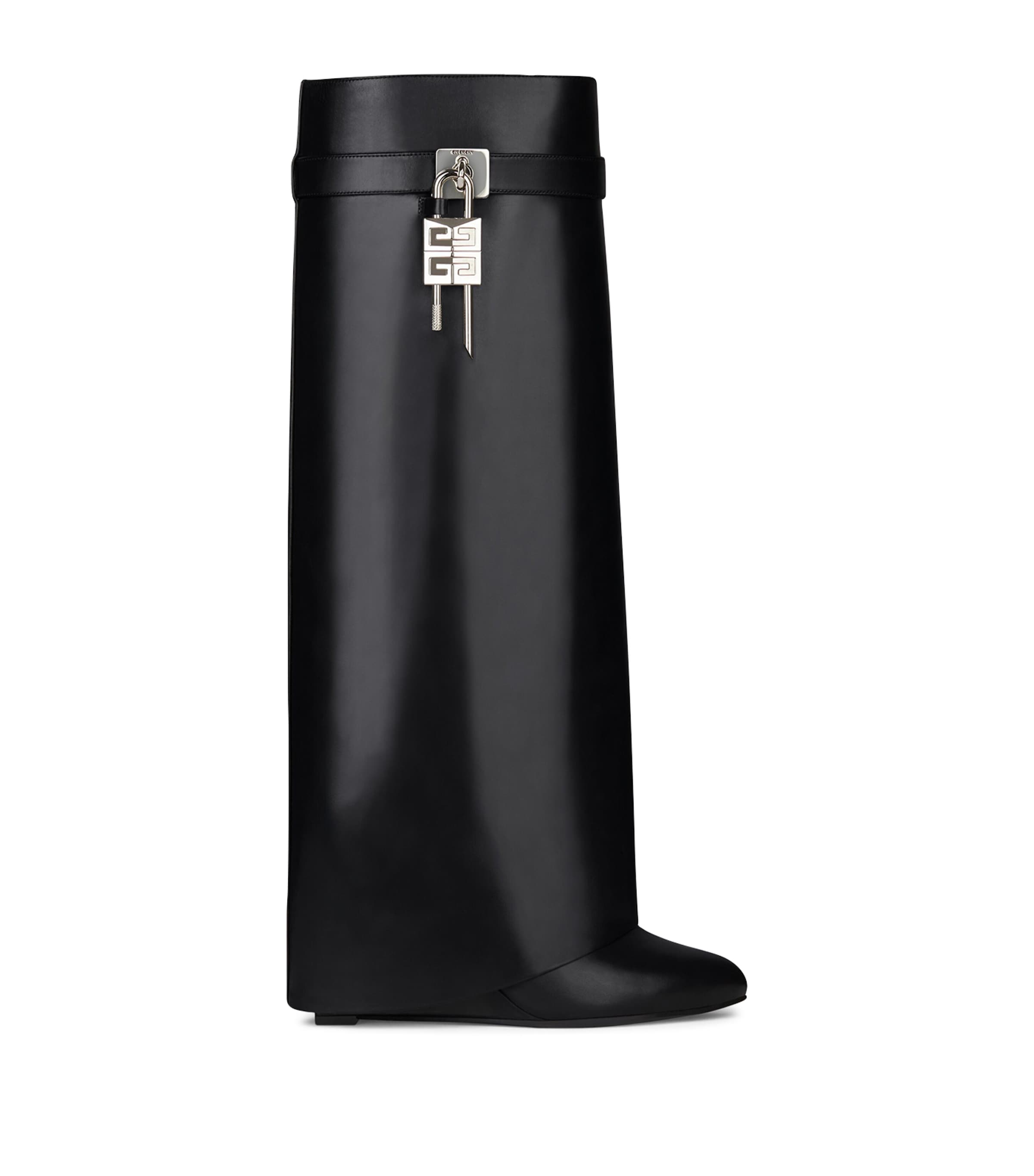 Leather Shark Lock Knee-High Boots 90