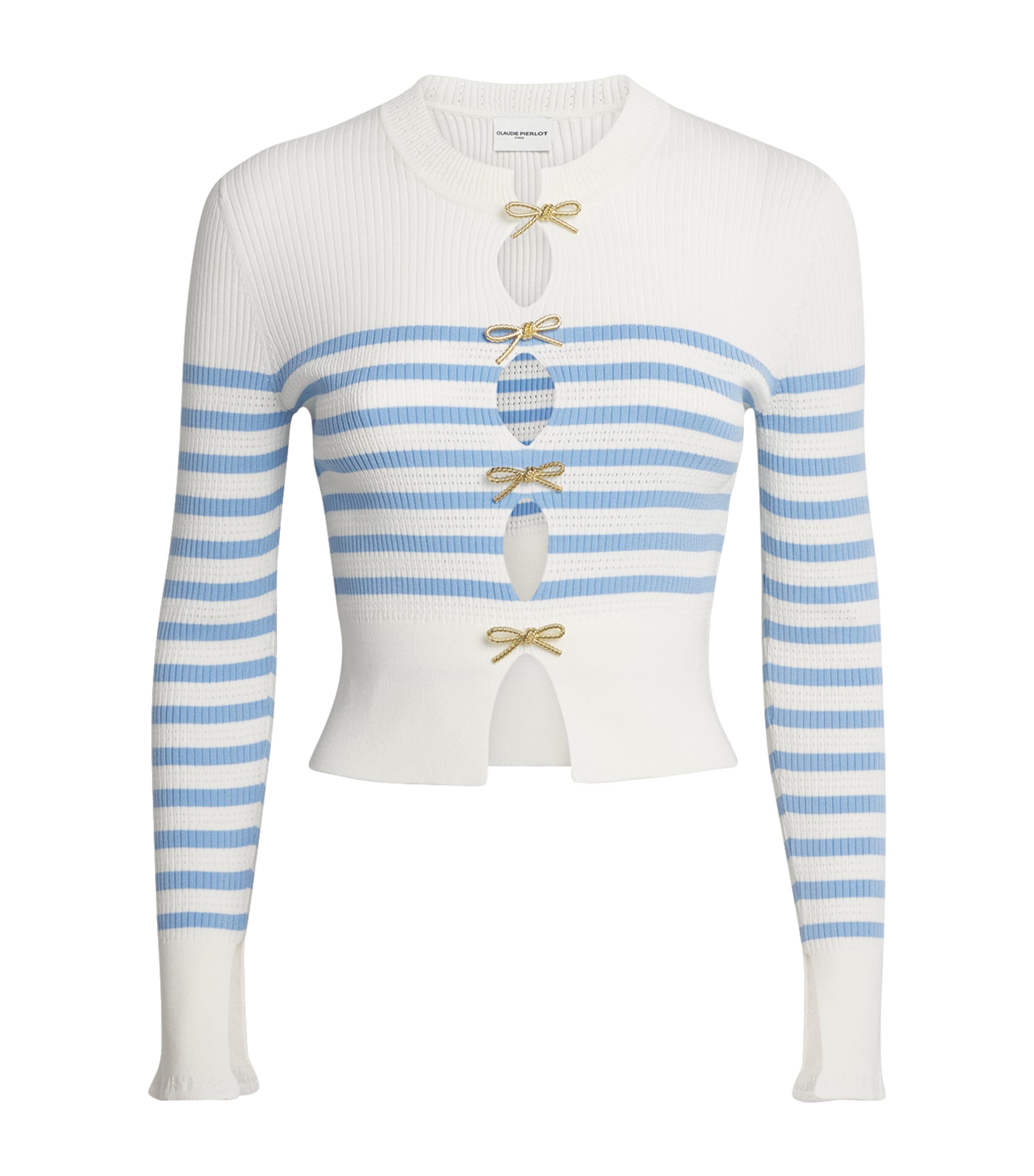 Claudie Pierlot Womens Stripe Bow-Detail Sweater Dual Color