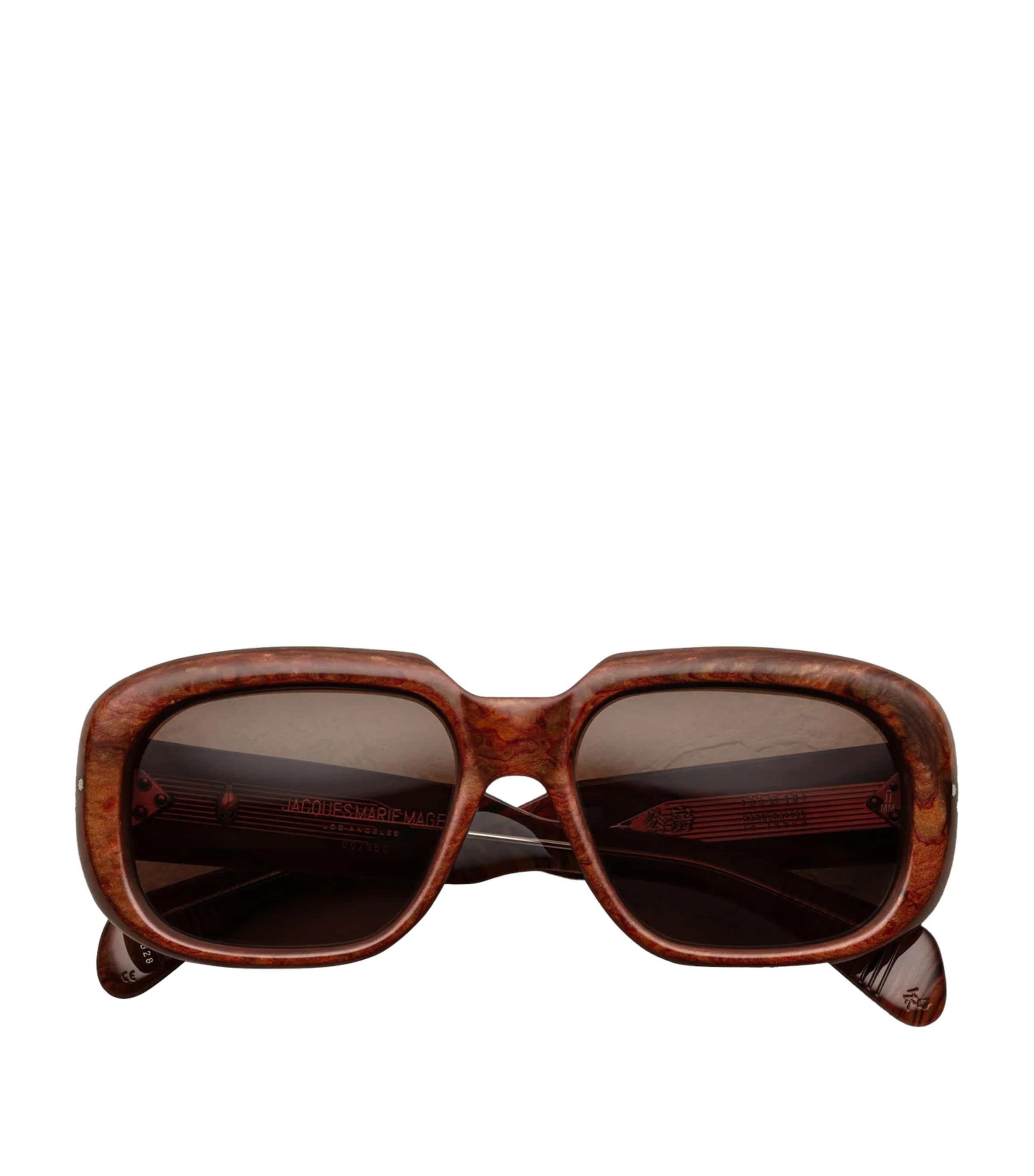 Jacques Marie Mage Kobo Rectangle Sunglasses Burlwood