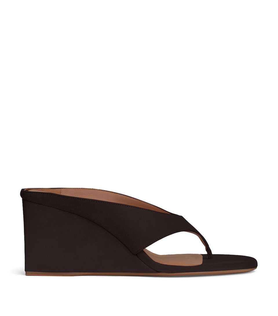 Alaïa Suede Cube Wedge Sandals 75 Dark Brown