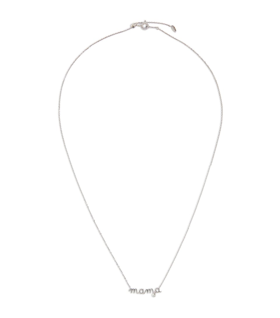 White Gold and Diamond Mama Necklace