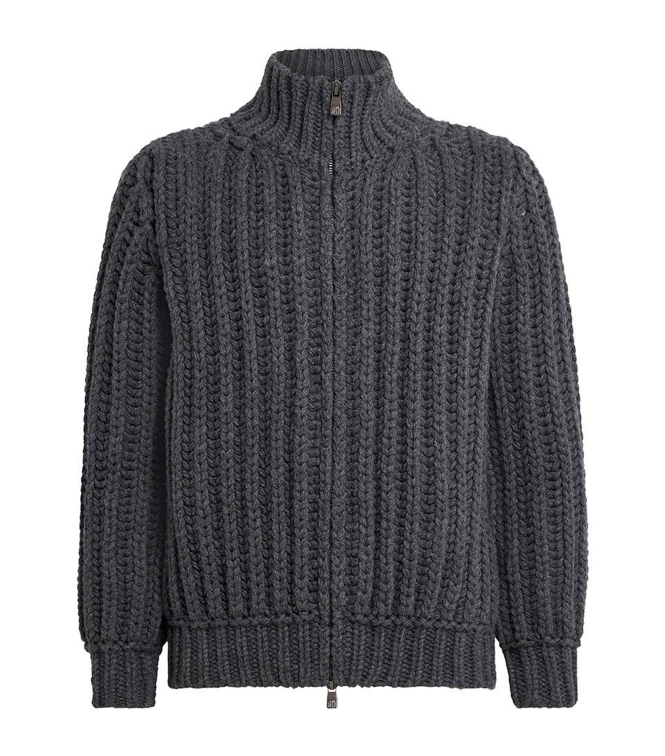 Wool-Cashmere Zip-Up Sweater